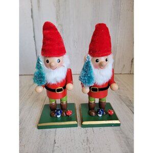 Gnome mushroom Nutcracker set unique elf Decor wooden Xmas